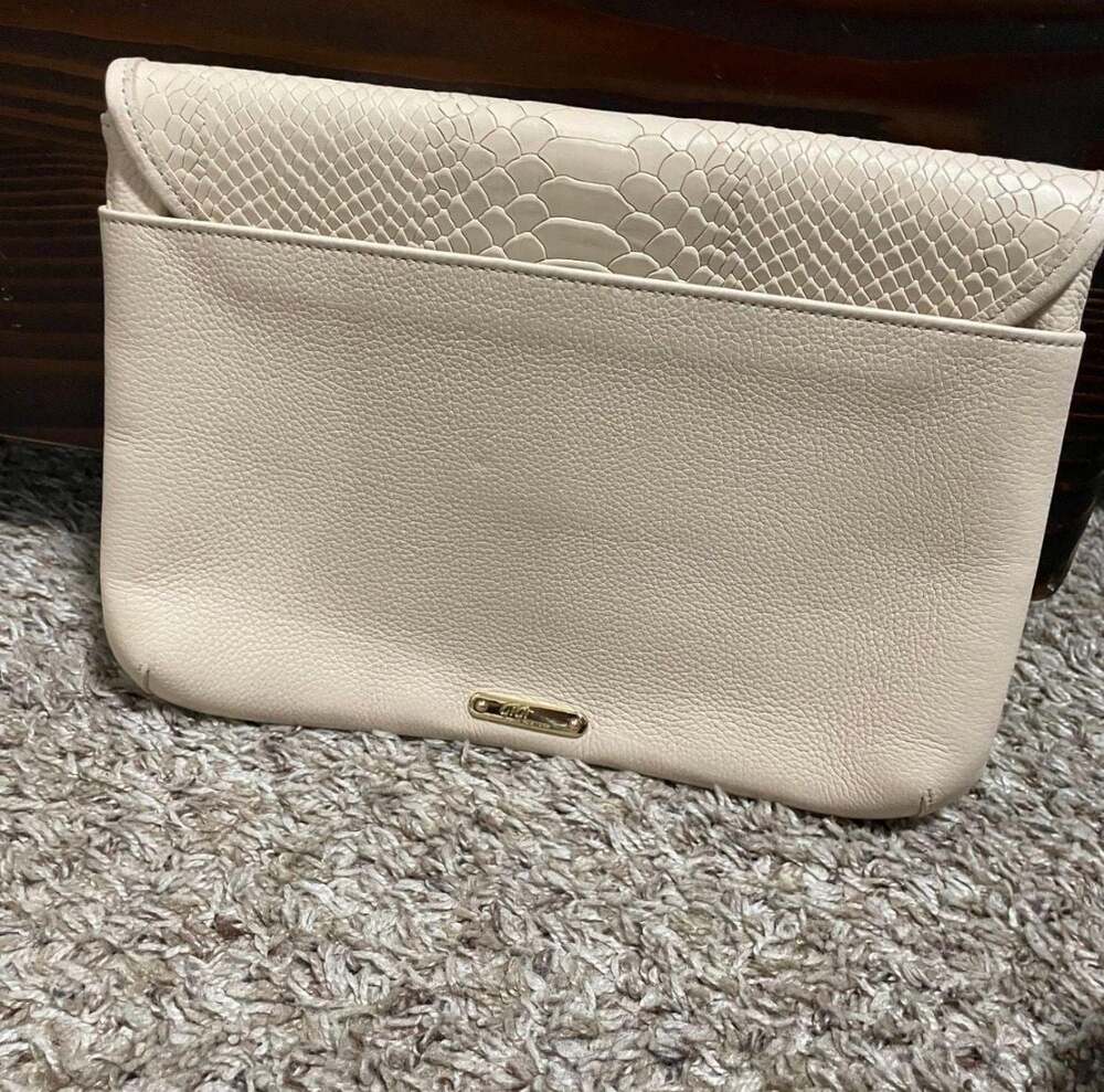 GiGi New York Catie Crossbody in Bone Python Embossed Leather